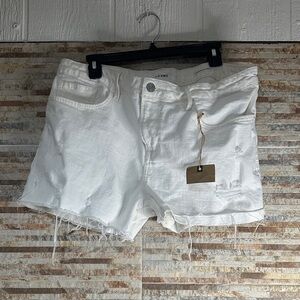 Frame Denim Ivory Distressed Jean Shorts